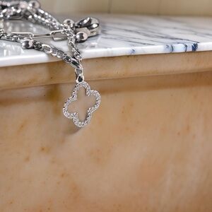 73: 18KT Gold plated titanium steel layered clover bracelet